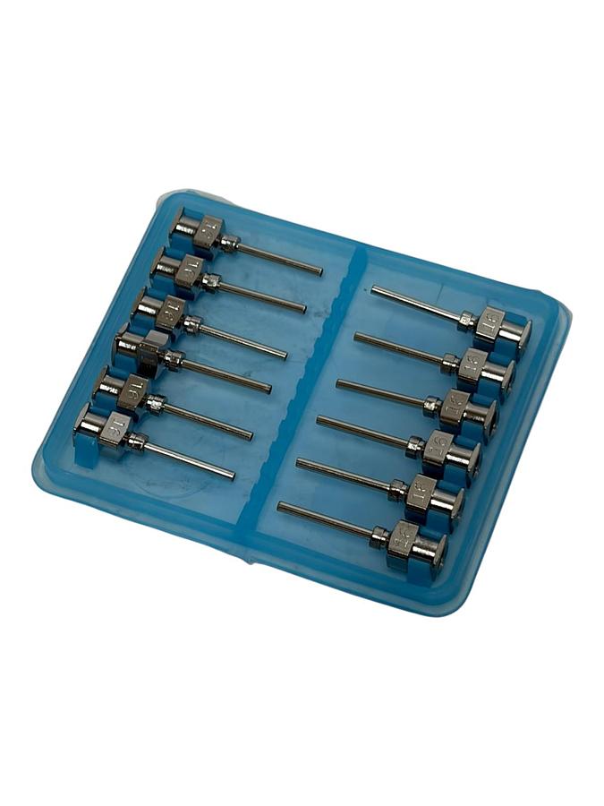 Used Lot of 12 Unicontrols 16 x 15mm Industrial Metal Dispensing Needles UNS Series