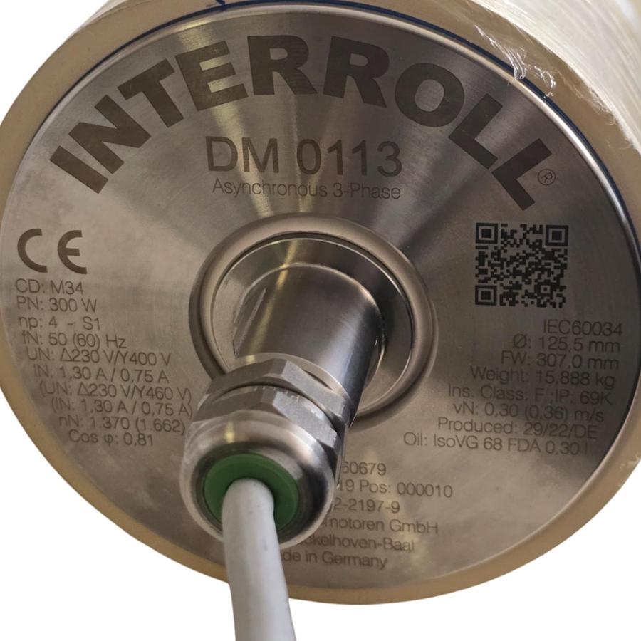 Used INTERROLL DM 0113 ASYNCHRONOUS 3-PHASE DRUM MOTOR DM1133-ASP13B0ERJDD 307mm NSMP