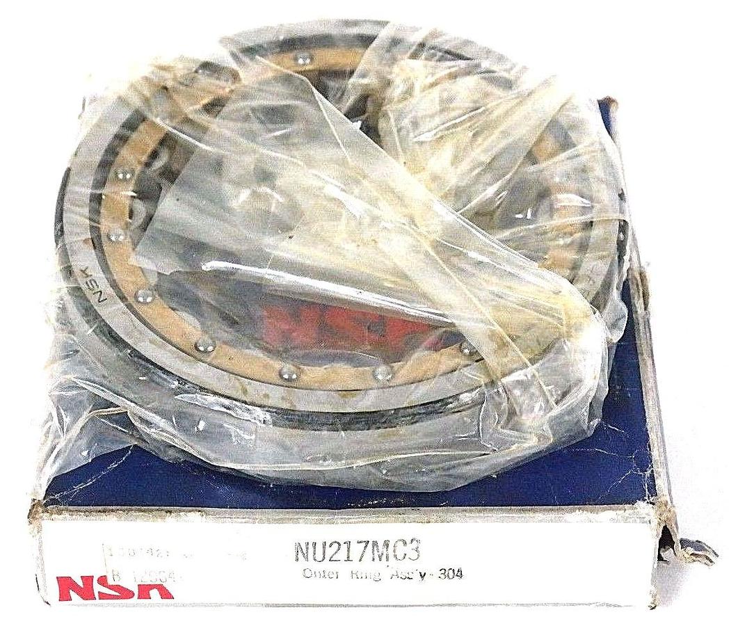 Used NEW NSK NU217MC3 CYLINDRICAL ROLLER BEARING OUTER RING ASSEMBLY - 304