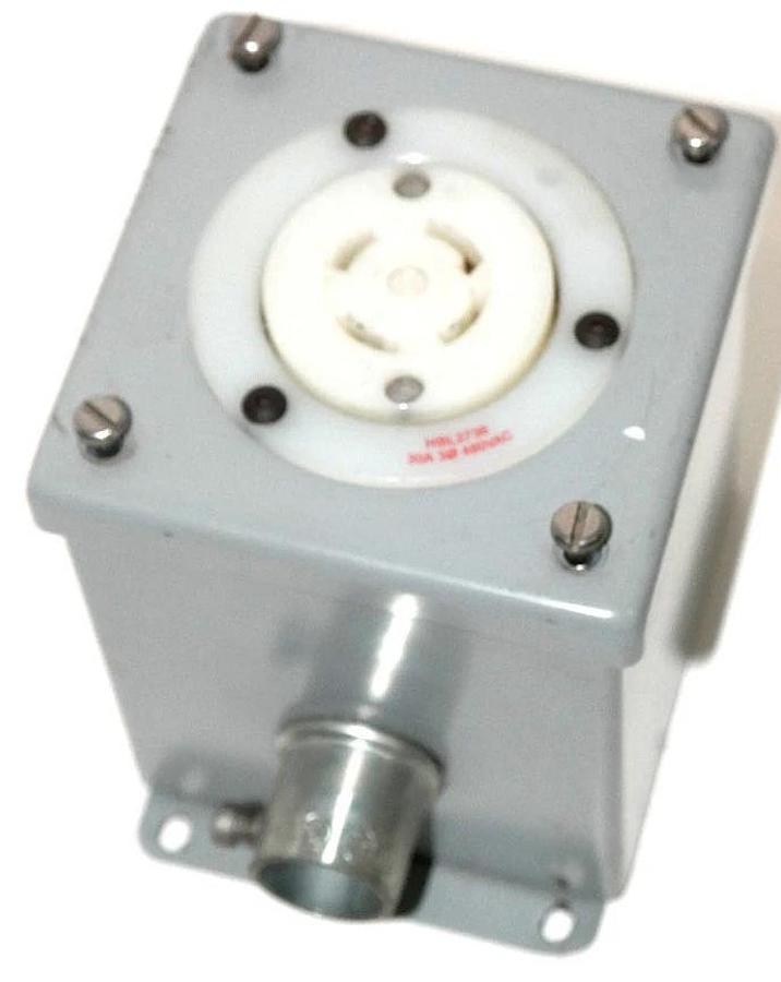 Used HOFFMAN E-1PBX ENCLOSURE WITH HUBBELL HBL2736 TWISTLOCK RECEPTACLE