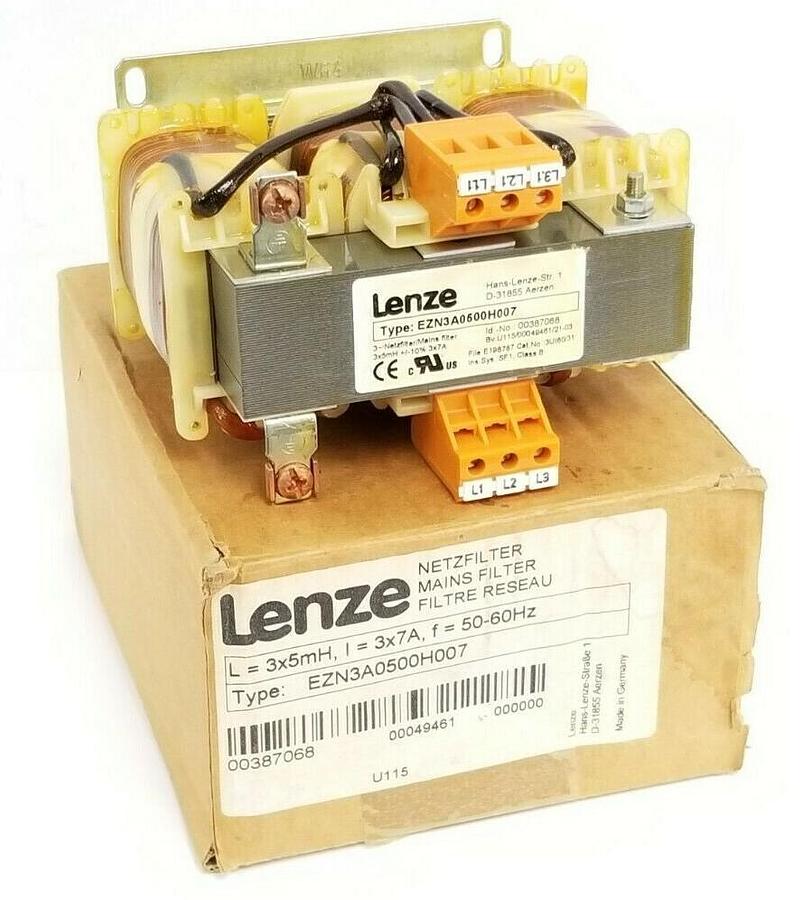 Used NIB LENZE EZN3A0500H007 MAINS REACTOR 3X7AMP 3X5MH 3POLE