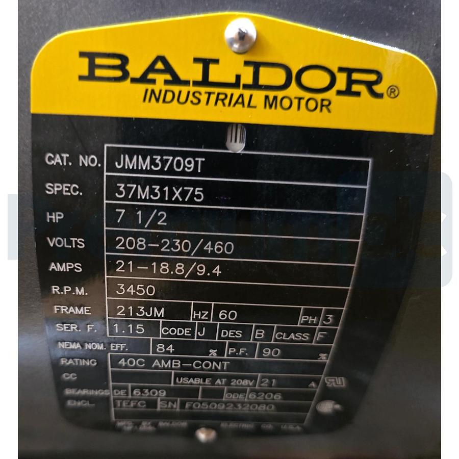 Baldor Reliance JMM3709T Industrial Pump Motor 7.5 HP 3450 RPM 3PH 213JM TEFC