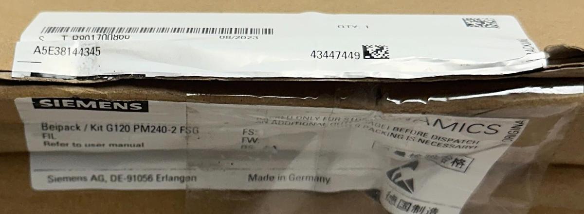 Used SIEMENS A5E38144345 BEIPACK / KIT G120 PM240-2 FSG FIL SIMATICS KIT OEM NSMP