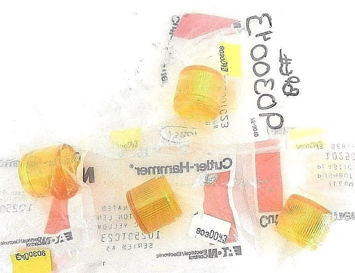 LOT OF 4 NEW CUTLER HAMMER 10250TC23 LENS BUTTON PLASTIC YELLOW