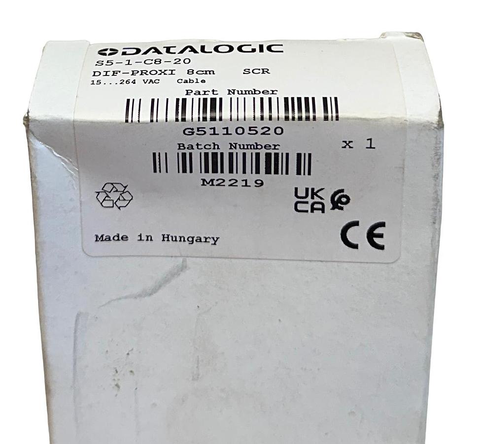 Used DATALOGIC S5-1-C8-20 / G5110520 PROXIMITY SENSOR S5 SERIES 15-264VAC 731481 NSMP