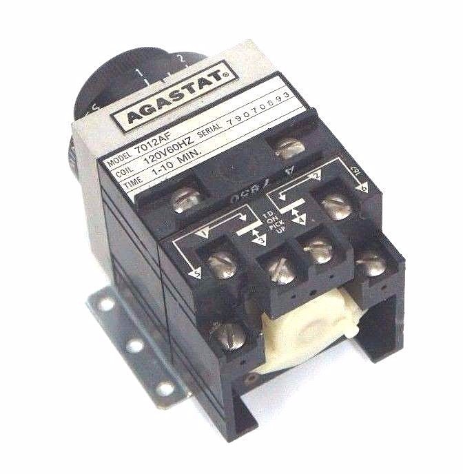 Used AGASTAT 7012AF TIMING RELAY 120V 60HZ COIL 7012-AF 1-10 MIN.