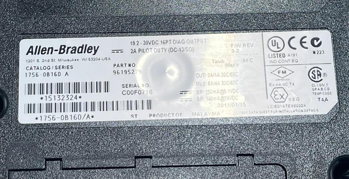 Used ALLEN BRADLEY 1756-OB16D SER A 16 Pt 24VDC Diagnostic Output Module ControlLogix