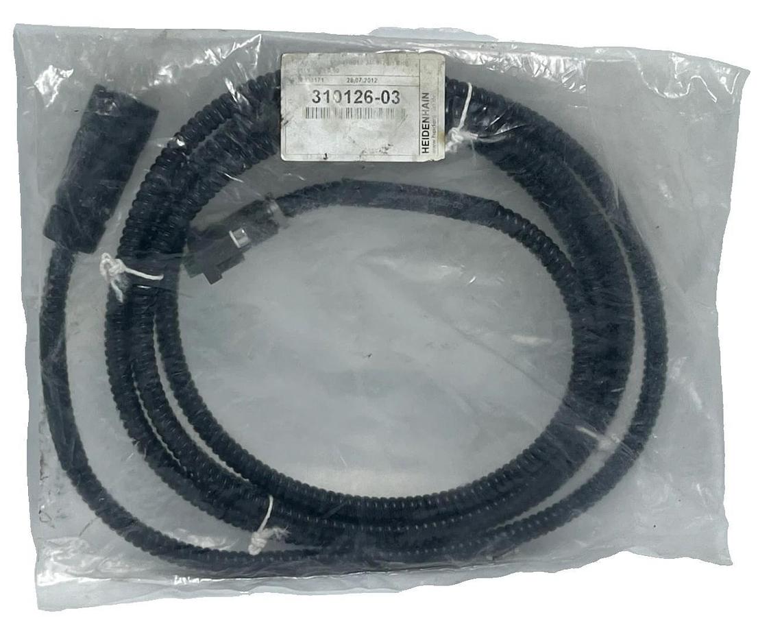 Used HEIDENHAIN 310126-03 Armored Adapter Cable 3m (10ft) 12-Pin Male - 10-Pin Female