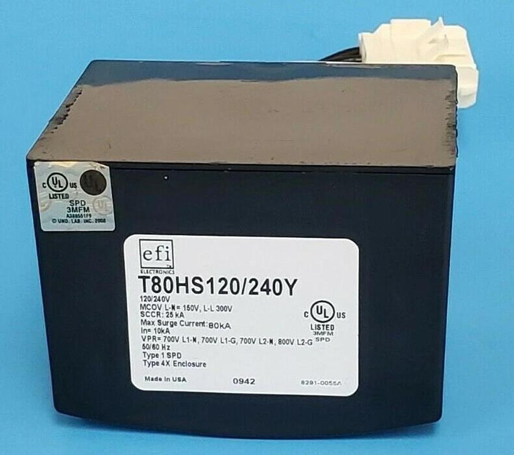 Used EFI ELECTRONICS COMMSCOPE T80HS120/240Y SURGE PROTECTIVE DEVICE 120/240V T80H