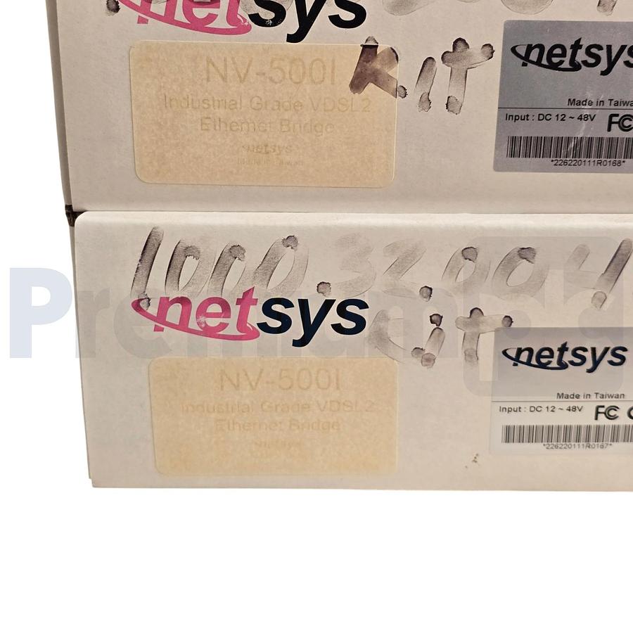 Used Netsys NV-500IKIT Industrial VDSL2 Ethernet Extender Kit CO/CPE 2x NV-500I NSMP