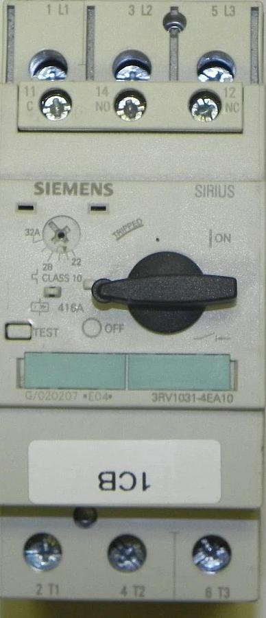 Used SIEMENS 3RV1-031-4EA10 SIRIUS COMBINATION MOTOR CONTROLLER 3RV10314EA10