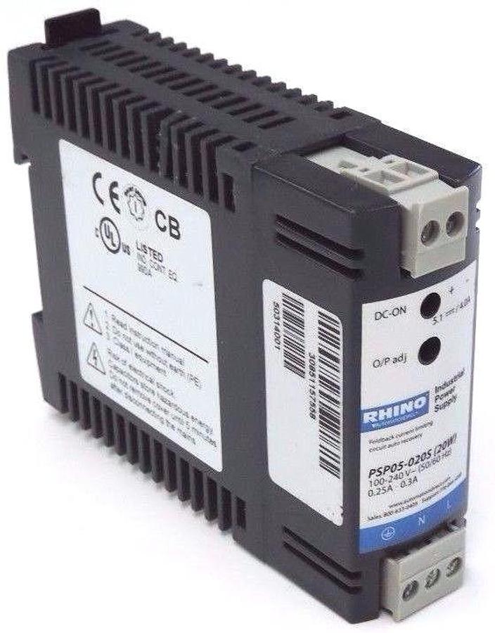 Used RHINO PSP05-020S INDUSTRIAL POWER SUPPLY PSP05020S 100-240V, 0.25A-0.3A