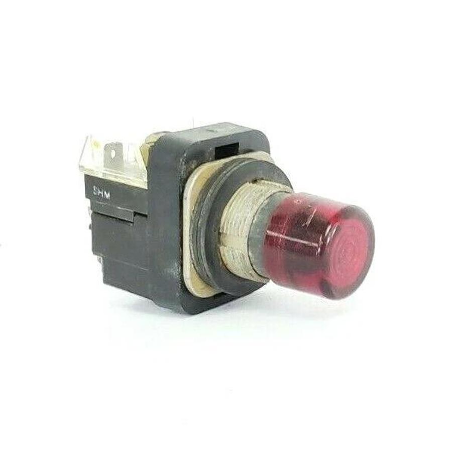 Used ALLEN BRADLEY 800T-PB16 SER. N RED PUSHBUTTON W/ COIL, CONTACT BLOCK, NO COLLAR