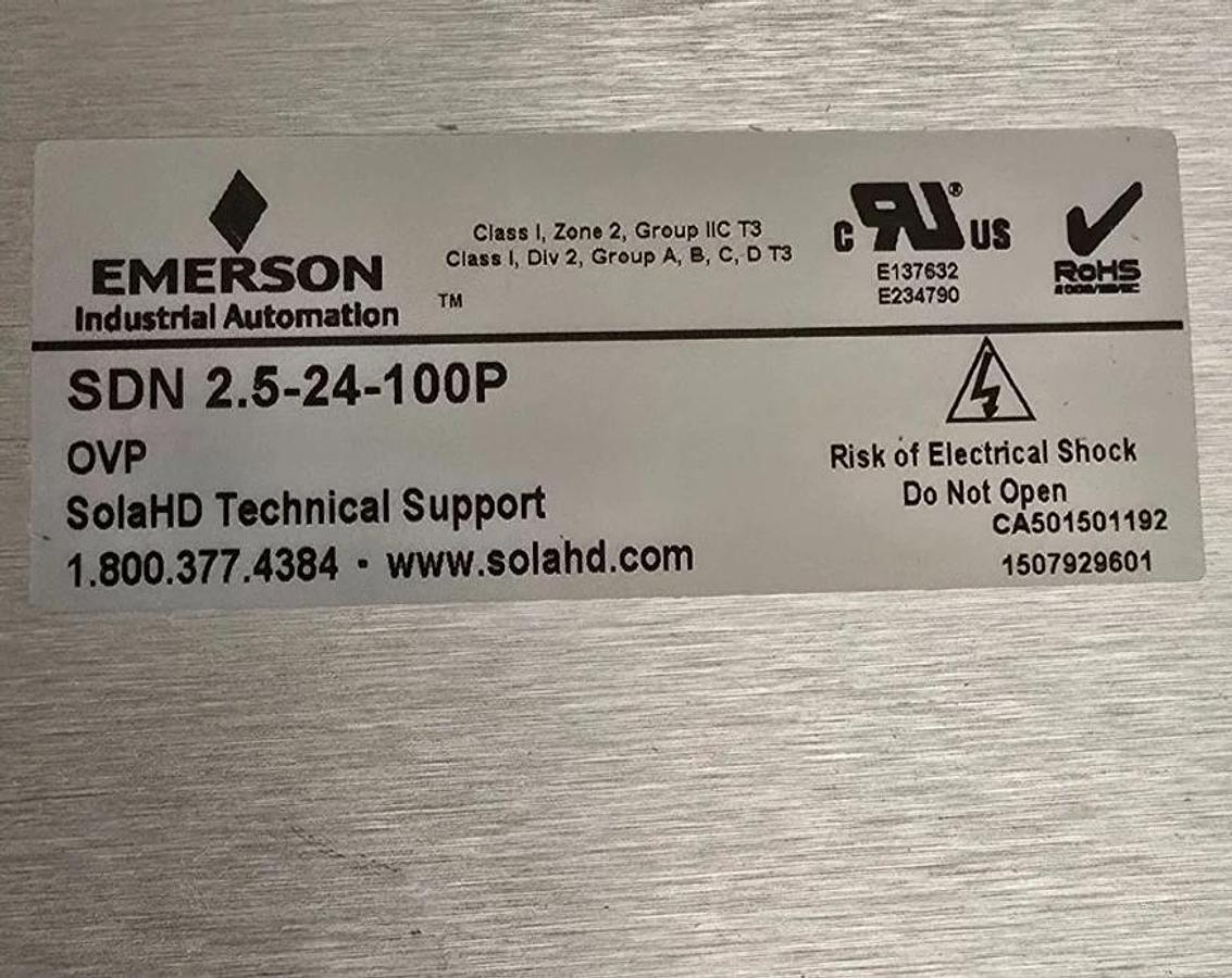 Sola/Hevi-Duty SDN2.5-24-100P DC Power Supply 24V 2.5A 60W DIN Rail - NSMP