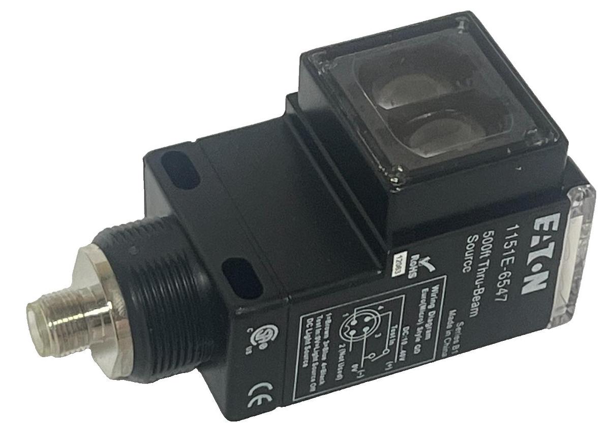 Used EATON 1151E-6547 Ser. B1 Thru-Beam Source Emitter 500ft Range 10-30VDC M12 QD