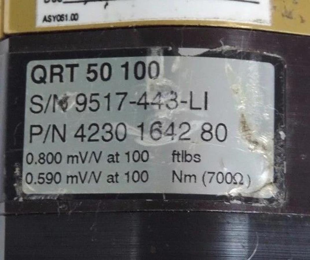 Used ATLAS COPCO QRT-50-100 NUT RUNNER W/ QMR-55-15-RT AND 42330-1705-80 SERVO MOTOR