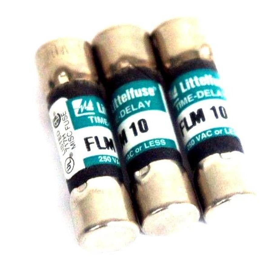 Used LOT OF 3 NEW LITTELFUSE FLM 10 TIME DELAY FUSES FLM10