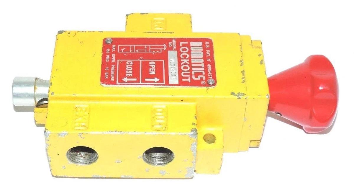 Used NUMATICS VL30N03Y VALVE LOCKOUT YELLOW 3/8" NPT 150 PSI