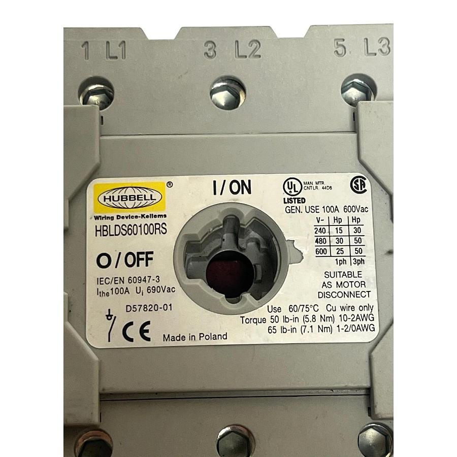 HUBBELL HBLDS60100RS CIRCUIT-LOCK REPLACEMENT SWITCH 60/100A 600VAC