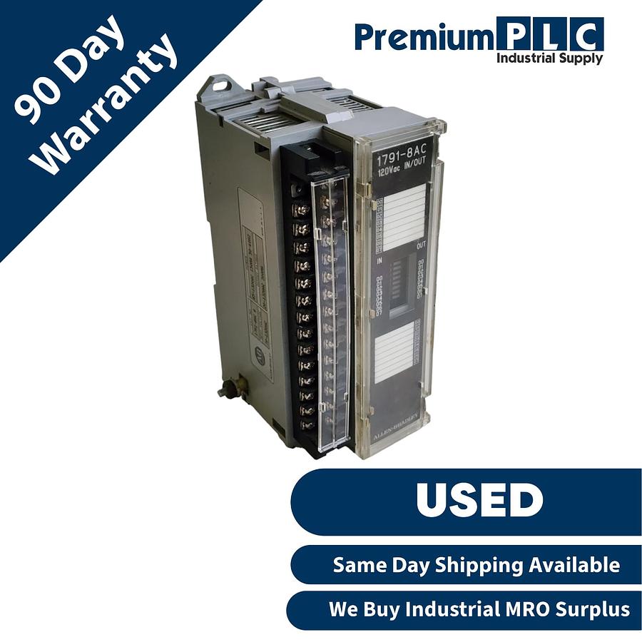 Used USED ALLEN BRADLEY 1791-8AC /A AC BLOCK I/O MODULE 8IN/8OUT 17918AC
