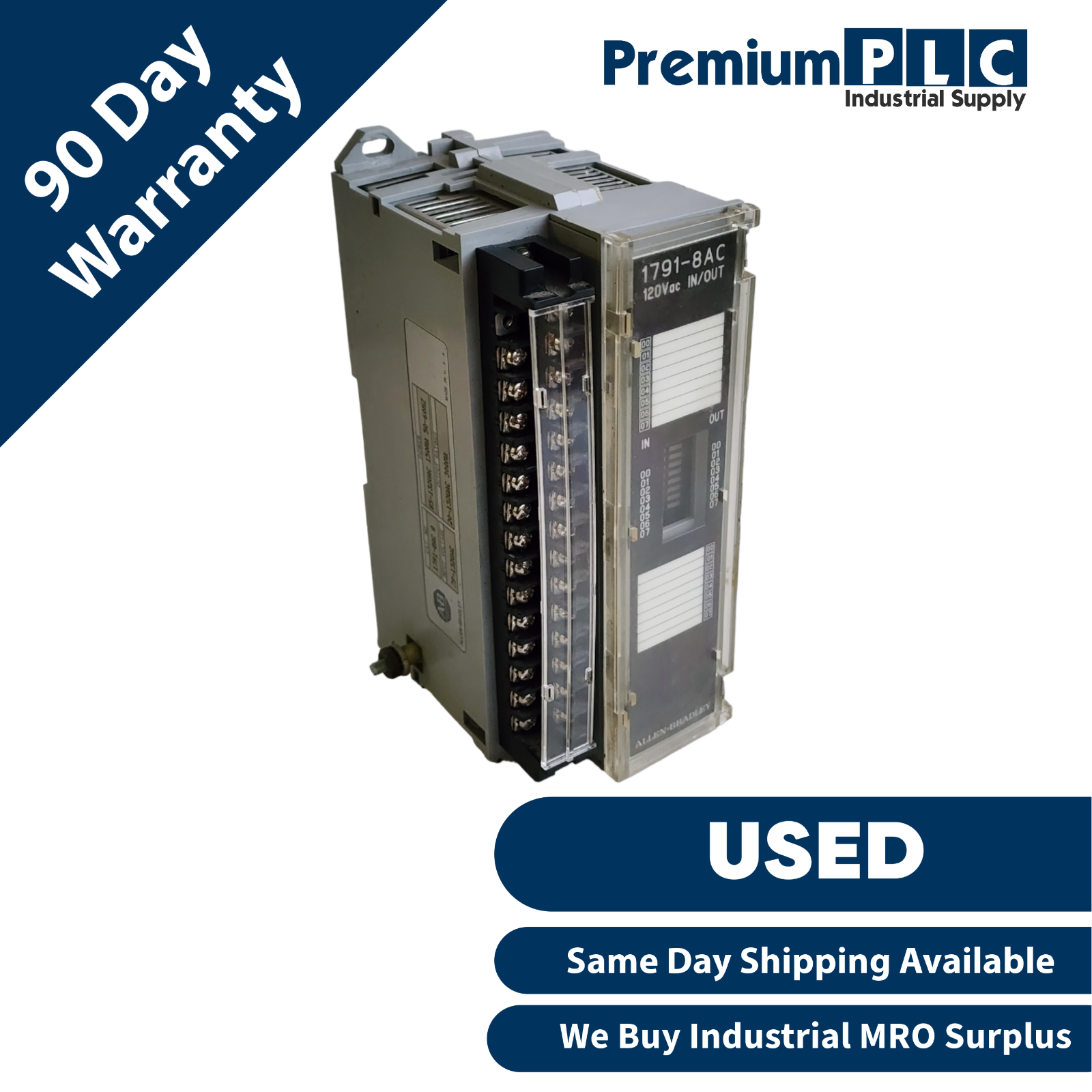 Used USED ALLEN BRADLEY 1791-8AC /A AC BLOCK I/O MODULE 8IN/8OUT 17918AC