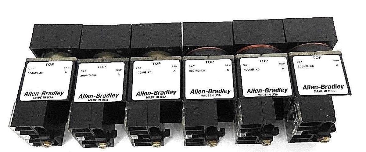 Used LOT OF 6 ALLEN BRADLEY 800MB-XO SER. A OPERATOR FOR PUSHBUTTON SWITCHES 800M-XD1