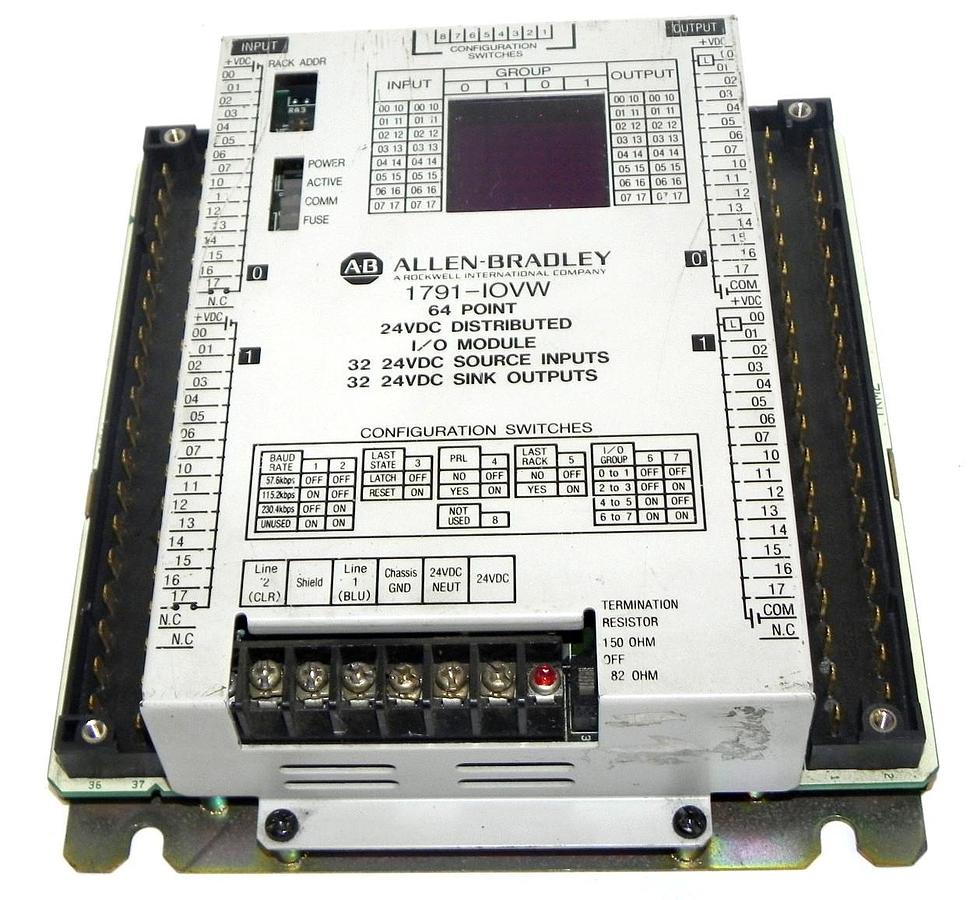 Used ALLEN BRADLEY 1791-IOVW I/O MODULE 64 POINT 24VDC DISTRIBUTED 1791IOVW SER. A