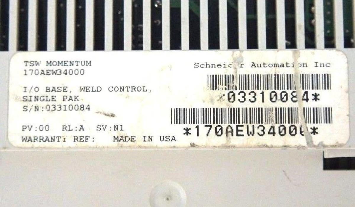 Used SCHNEIDER ELECTRIC 170AEW34000 I/O BASE W/ 170LNT71000 COMMUNICATION ADAPTER