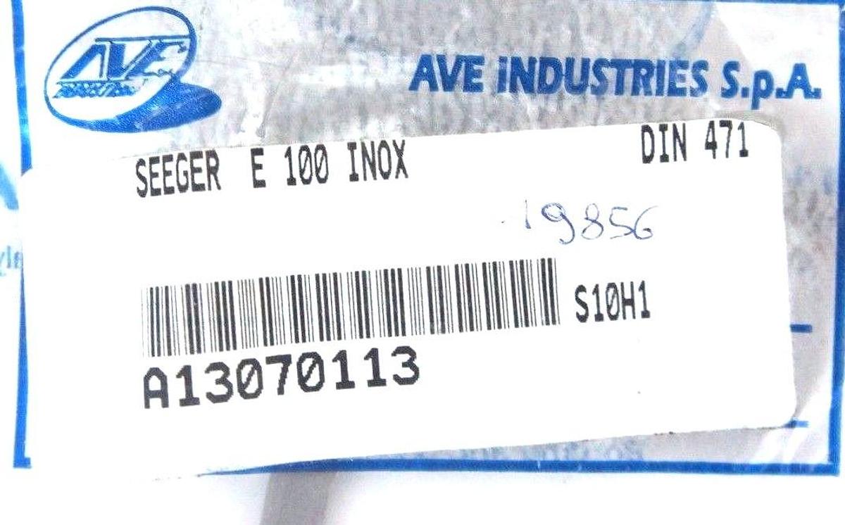LOT OF 2 NEW AVE INDUSTRIES SEEGER E 100 INOX SNAP RINGS DIN 471