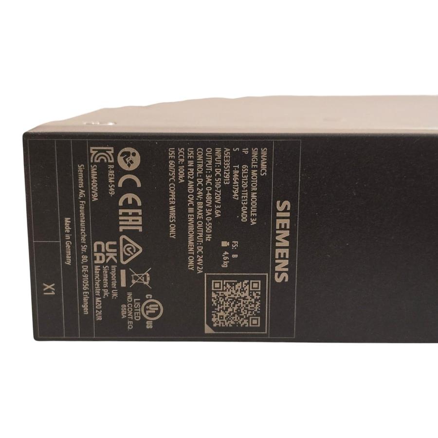 Used Siemens 6SL3120-1TE13-0AD0 SINAMICS S120 Single Motor Module (SMM) - 3A NSMP