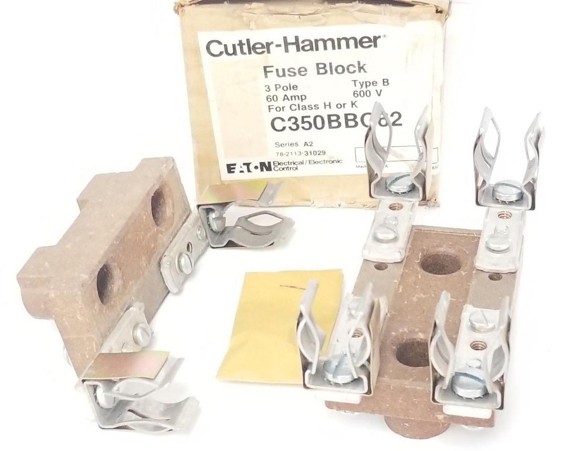 Used NIB EATON CUTLER-HAMMER C350BBC62 FUSE BLOCK 3-POLE TYPE: B, SER. A2