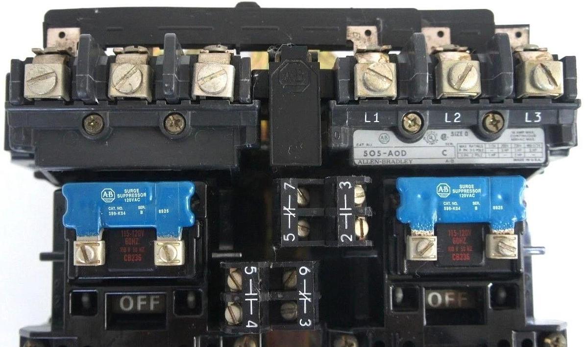 Used ALLEN BRADLEY 505-AOD REVERSING STARTER SER C SIZE D 18AMP MAX 600VAC MAX