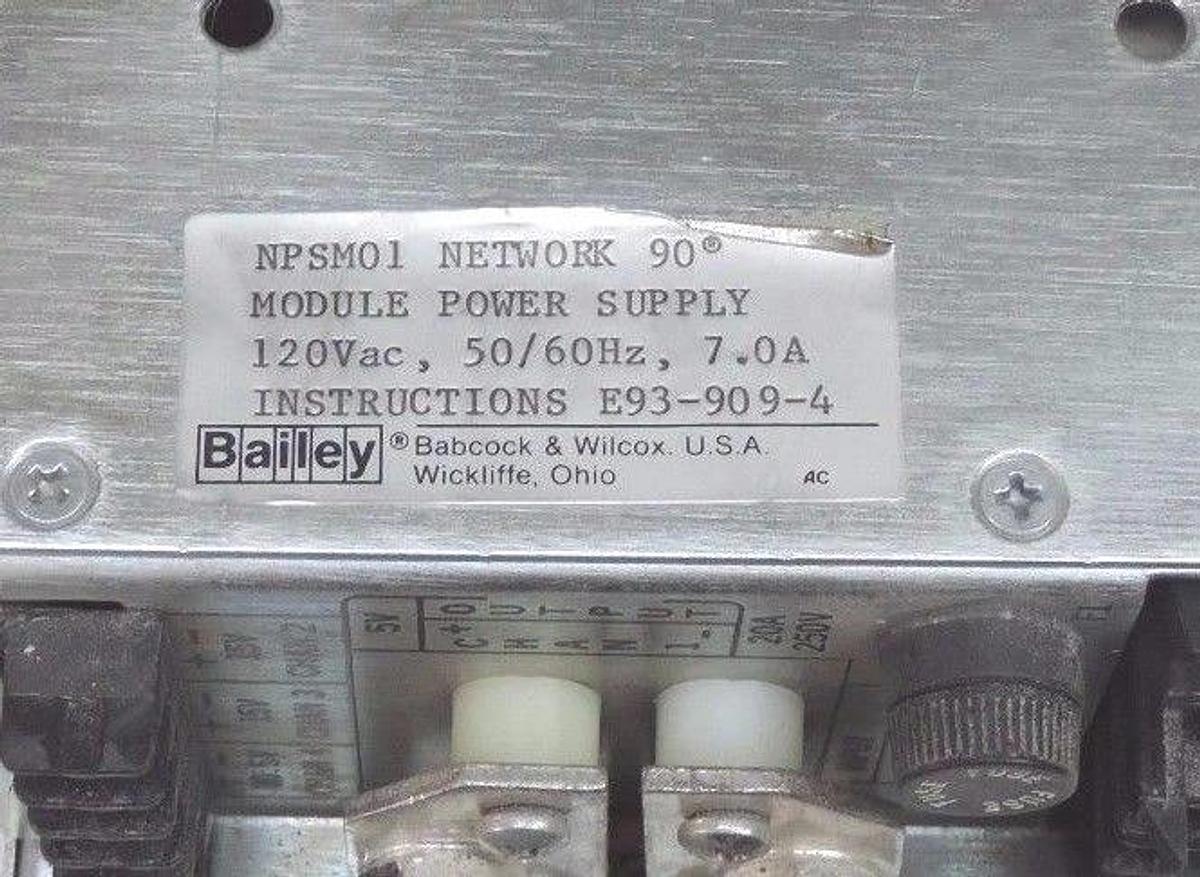 Used BAILEY NPSM01 NETWORK 90 POWER SUPPLY MODULE 120VAC, 50/60HZ, 7.0A