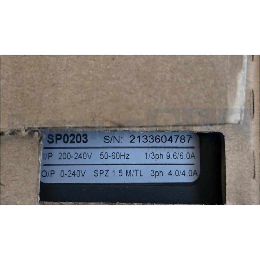 Used EMERSON CONTROL TECHNIQUES SP0203 UNIDRIVE SP 1.0HP 3098-0002 W/O KEYPAD NSMP