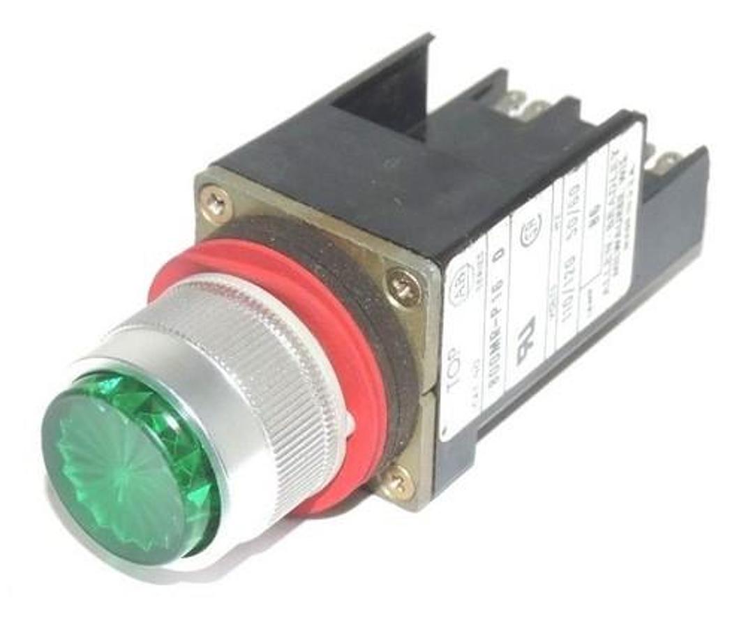 Used ALLEN BRADLEY 800MR-P16 GREEN PILOT LIGHT, 110/120 VOLT, 50/60 HZ, 800MRP16