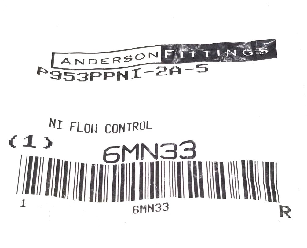 NEW ANDERSON FITTINGS P953PPNI-2A-5 NI FLOW CONTROL 1/8'' NICKEL PLATED 6MN33