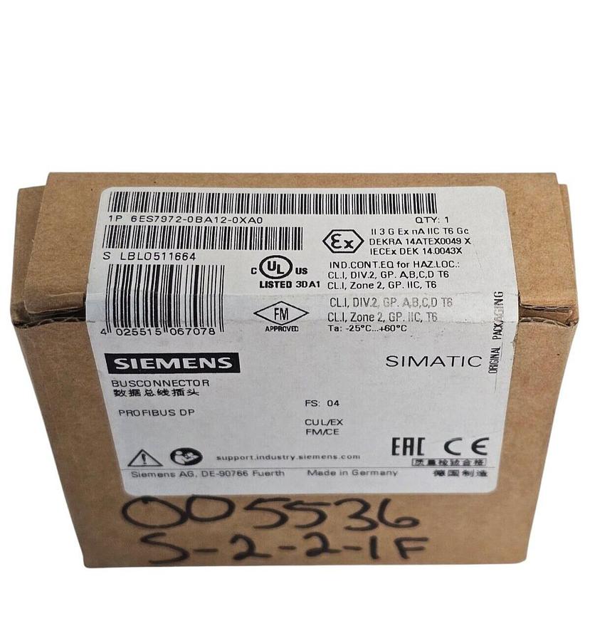 Used F/S SIEMENS 6ES7972-0BA12-0XA0 PROFIBUS BUSCONNECTOR 6ES79720BA120XA0