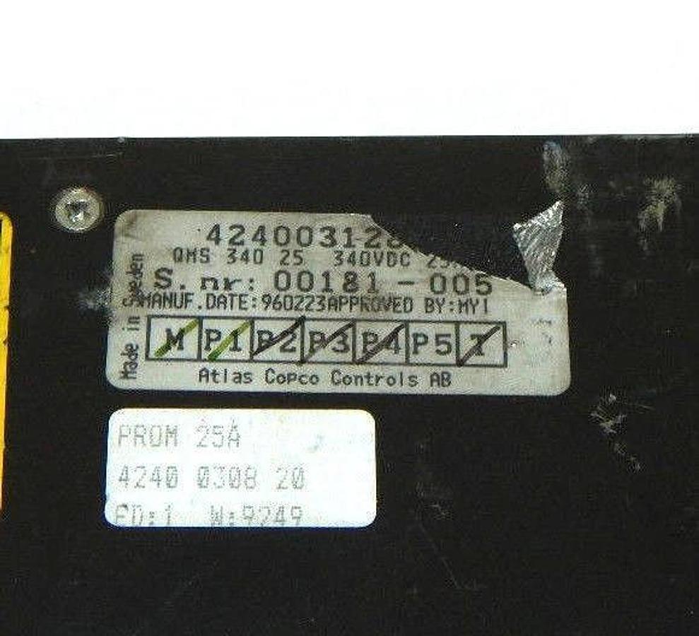Used LOT OF 2, ATLAS COPCO QMS-340-25 SERVO CONTROLLER 4240 0312 80, 4240 0312 81