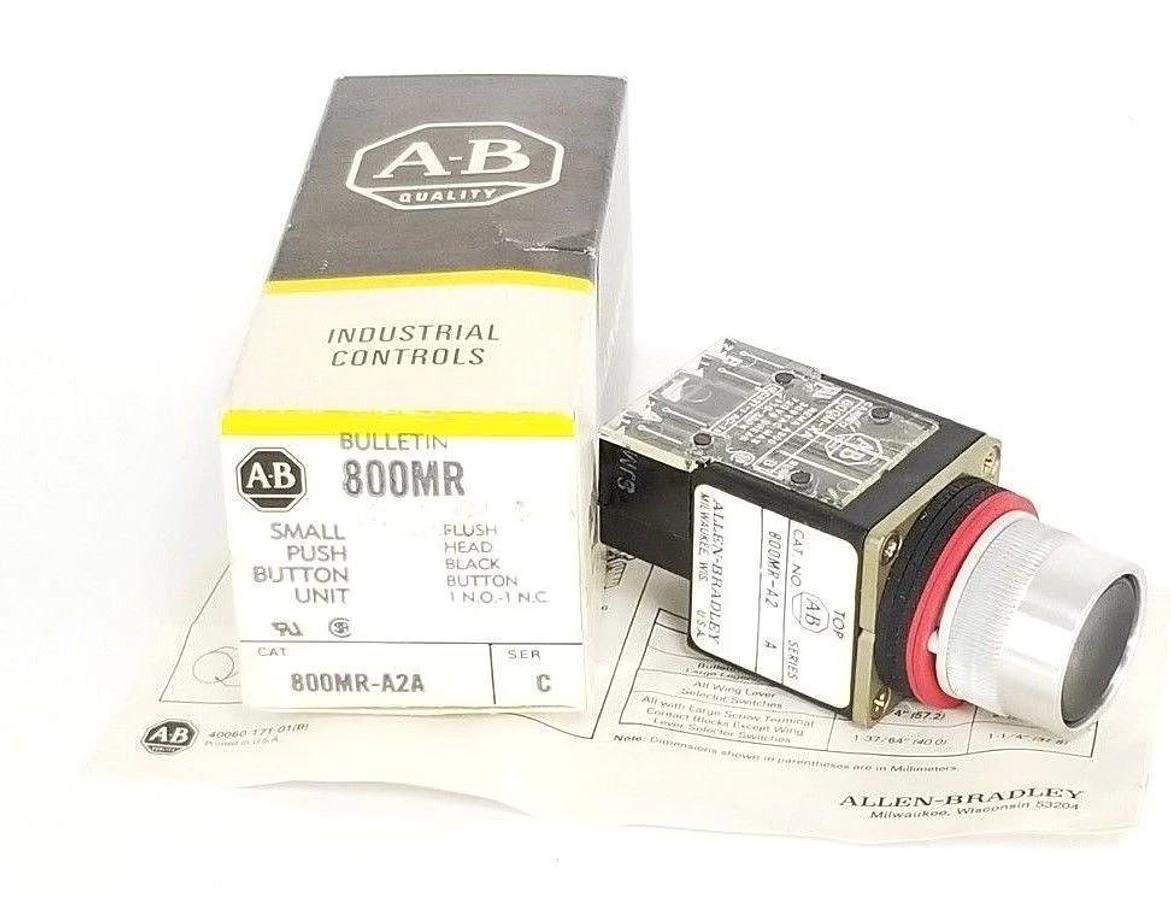 Used NIB ALLEN BRADLEY 800MR-A2A PUSH BUTTON UNIT BLACK BUTTON SER. C