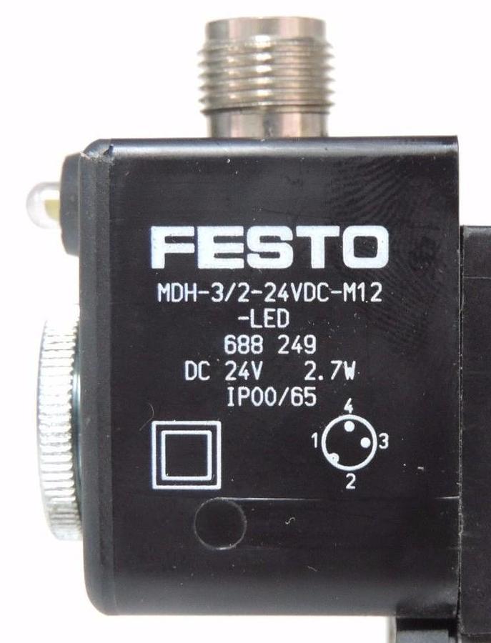 Used NEW FESTO MDH-5/2-D-1-FR-M12-C SOLENOID VALVE MDH-3/2-24VDC-M12-LED