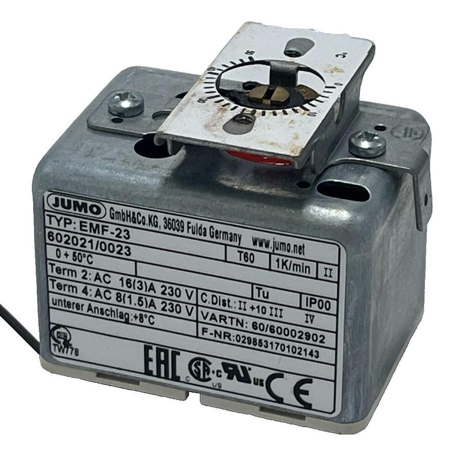 Used JUMO EMF-23 Electromechanical Thermostat Temperature Controller DIN Rail EMF23