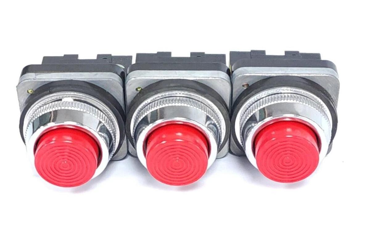Used LOT OF 3 FUJI ELECTRIC 70C-IA / 70CIA RED PUSH BUTTON CONTACT BLOCKS 600V