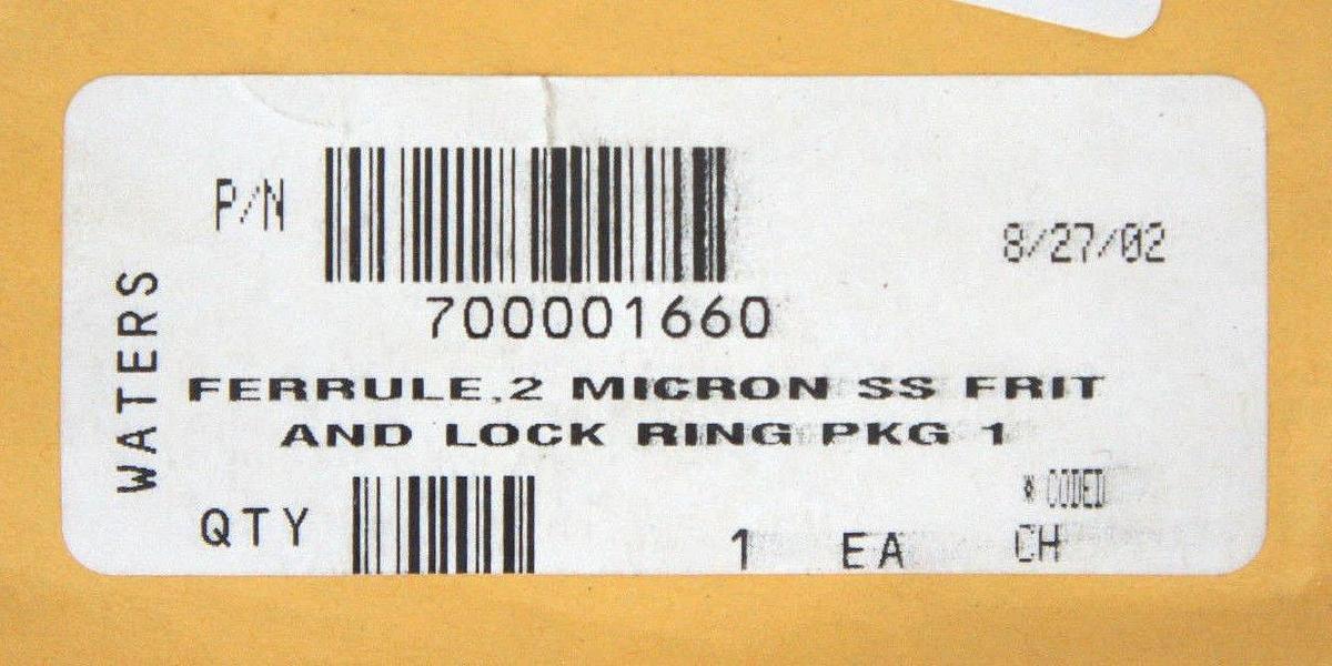 Used NEW WATERS 700001660 FERRULE, 2 MICRON SS FRIT AND LOCK RING (10 PK)