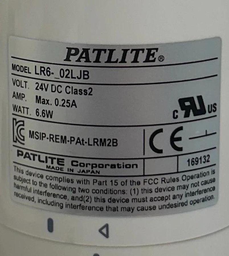 Used PATLITE LR6-302LJBW-RYG / LR6302LJBWRYG MODULAR SIGNAL TOWER 3-STACK 24VDC USNP