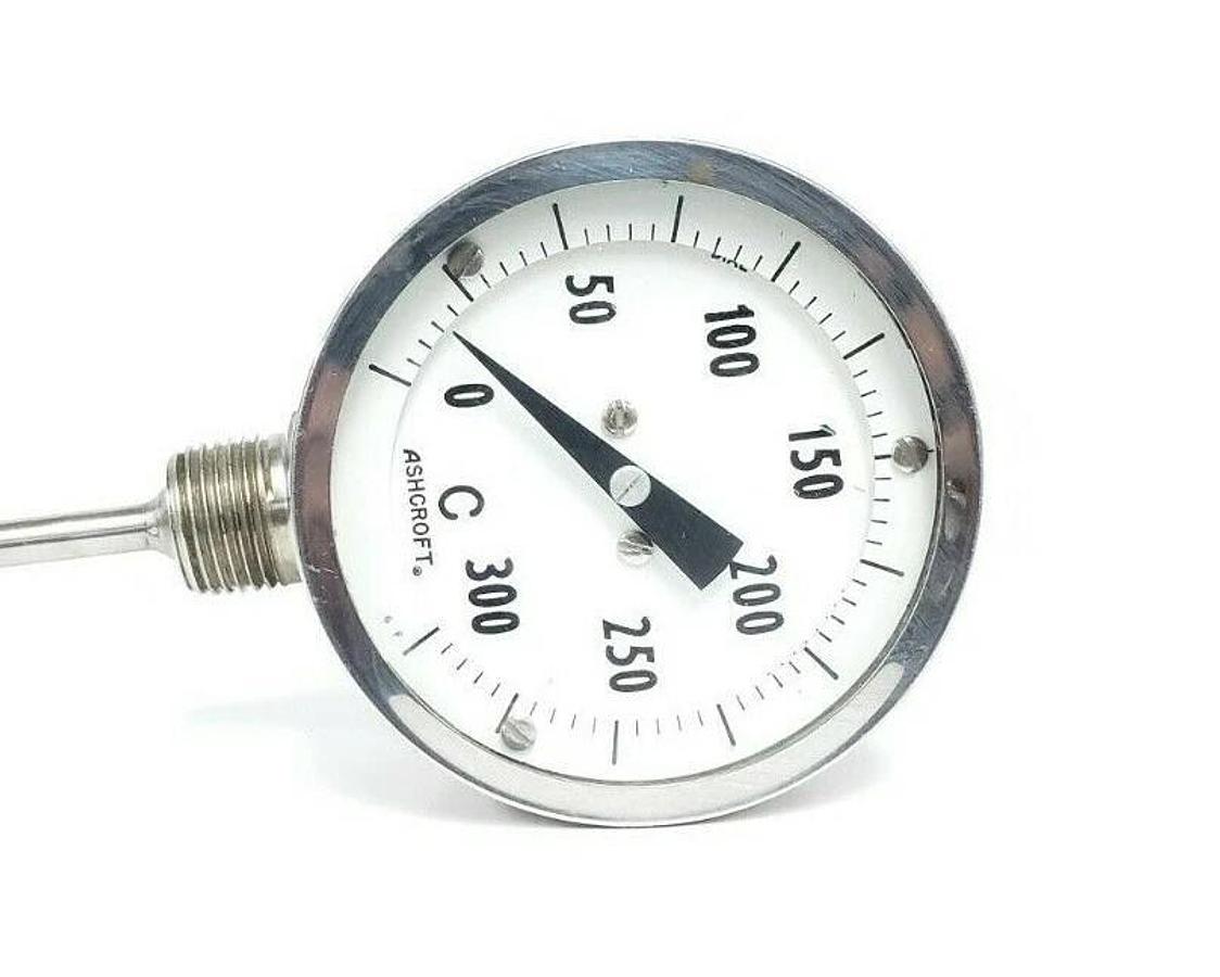 Used ASHCROFT TEMPERATURE SENSOR / THERMOMETER, 0-300DEG. C., ~43.5CM PROBE LENGTH