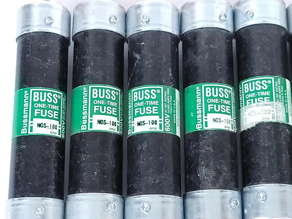 Used LOT OF 6 COOPER BUSSMANN NON-100 ONE-TIME FUSES NON100