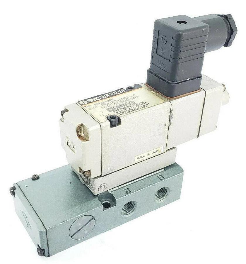 Used SMC NVS4114-0009KP5 SOLENOID VALVE 150PSI MAX 120VAC 60HZ W/ MANIFOLD BLOCK