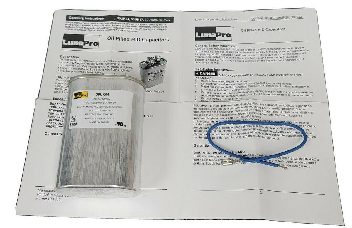 NIB LUMAPRO 30UK04 OIL-FILLED HID CAPACITOR