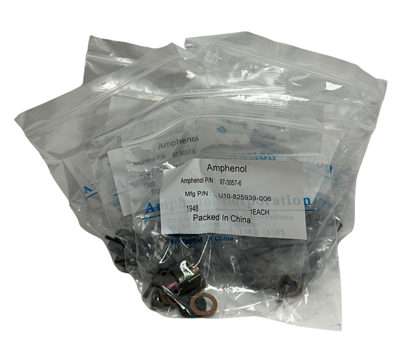 Used 10 AMPHENOL 97-3057-6 / U10-825939-006 OLIVE CONNECTOR CABLE CLAMPS 14/14S NSMP