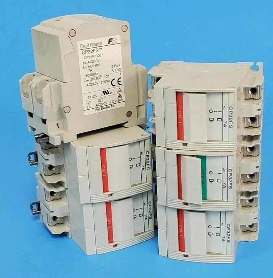 Used LOT OF 6 FUJI ELECTRIC CP32FS/7 CIRCUIT PROTECTORS CP32F-S007, 7A, 2-POLE
